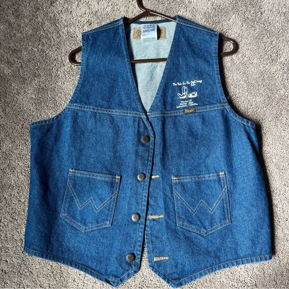 Vintage Wrangler Men's Large Denim Vest - Picture 1 of 8